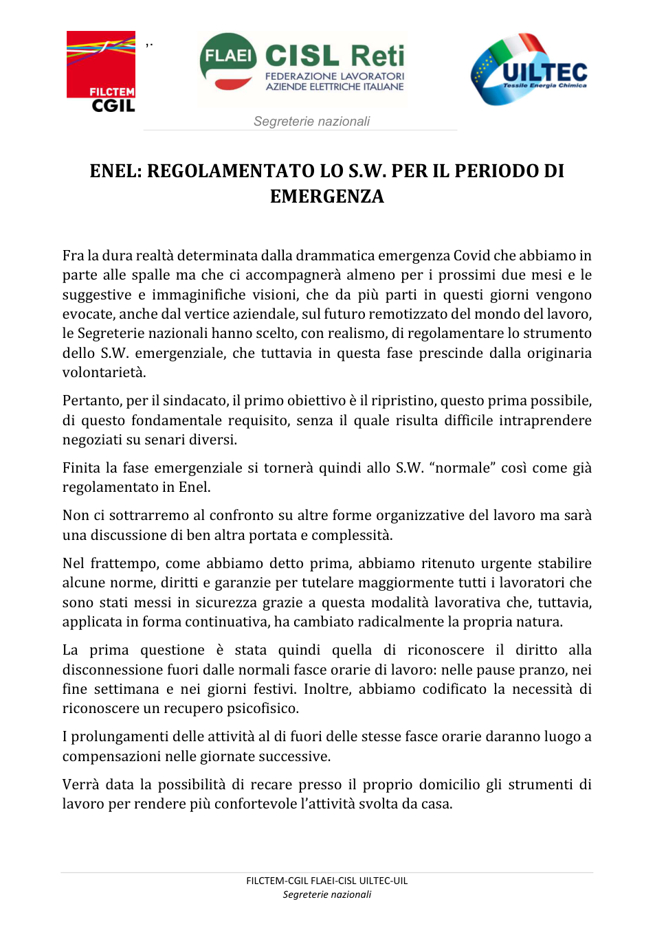 Anteprima ENEL-REGOLAMENTATO LO S.W. PER IL PERIODO DI EMERGENZA 0