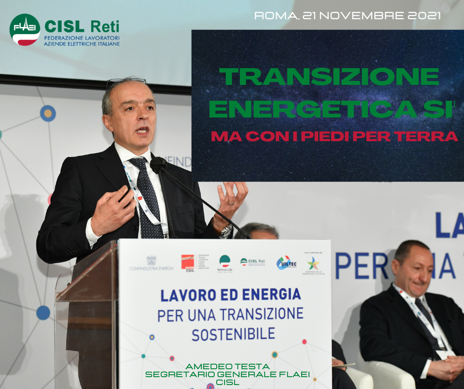 "Lavoro ed energia per una transizione sostenibile" - Comunicato stampa FLAEI Cisl