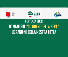 VERTENZA ENEL: DOMANI SUL  "CORRIERE DELLA SERA"  LE RAGIONI DELLA NOSTRA LOTTA