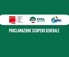Proclamazione sciopero generale con fermata degli impianti per il personale del Gruppo Enel addetto all'esercizio e alla manutenzione degli impianti termoelettrici