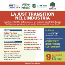 La Just Transition nell'industria - Iniziativa nell'ambito della campagna promossa da IndustriALL Europe